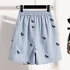 DIMANAF 2026 Spring Summer Plus Size Women Skirt Pants Elastic Waist Oversize Loose Casual Shorts Cotton Print Plaid