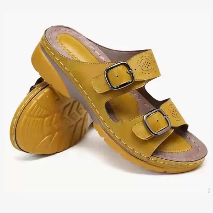 2025 Wedges Sandals Shoes for Women Fashion Belt Buckle Platform Outdoor Walking Slippers Non-slip Open Toe Ladies Shoes