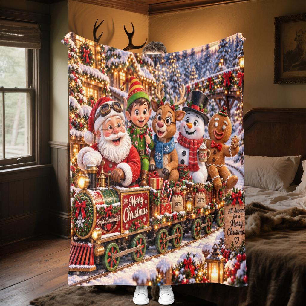 Christmas Plush Blanket Soft Comfortable All Seasons Perfect Sofa Office Naps Outdoor Travel Makes Great Gift