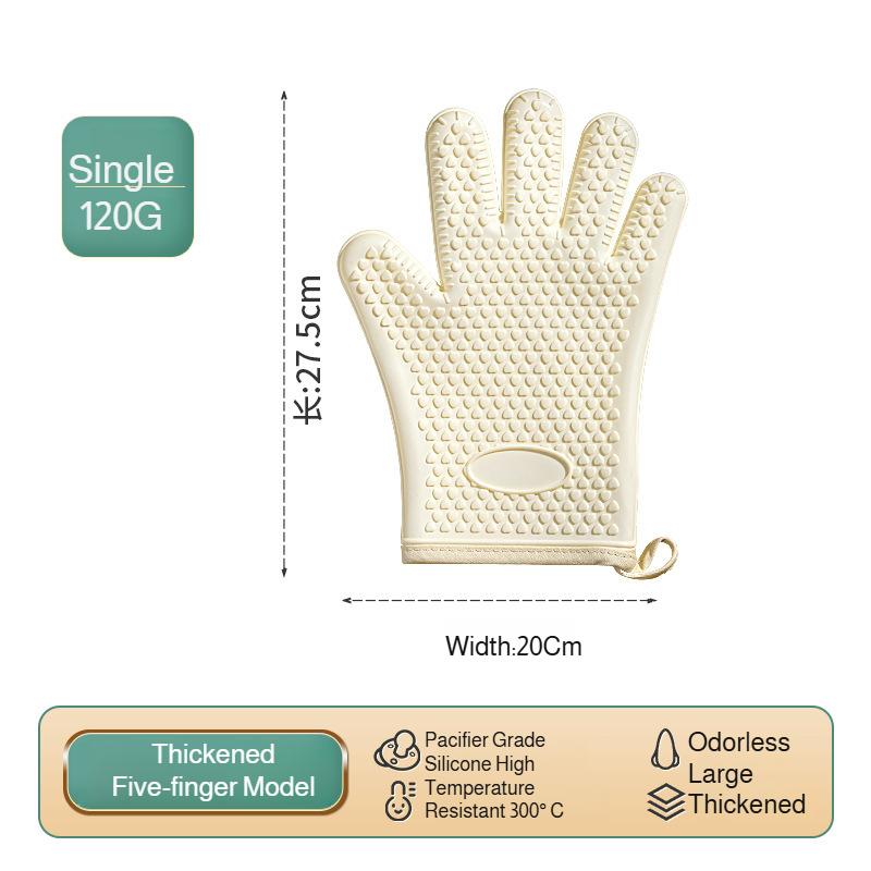 Silicone Heat Insulation Gloves Thickened, Non-slip, High Temperature Oven Gloves Baking and Scalding Kitchen Hand Clamps