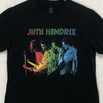 Authentic Jimi Hendrix Black Graphic T-Shirt Rainbow Guitar Print Mens Large Unisex T-Shirt