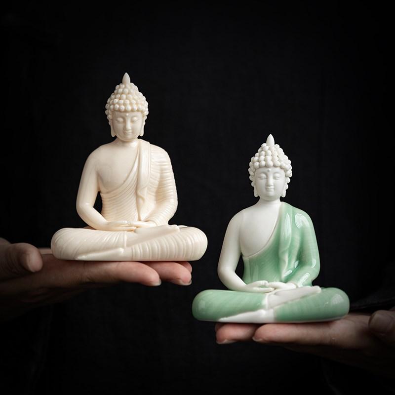 Figură statuie Buddha Sakyamuni, figură Buddha Tathagata, lampă ceramică, cerc pentru sufragerie, verandă cu tămâie, decor pentru casă