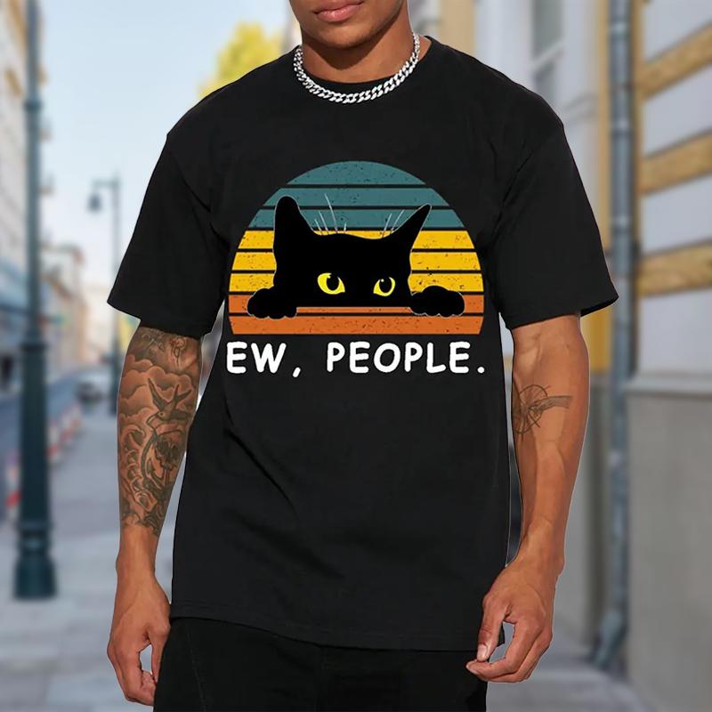 Neues Sommer Herrenmode T-Shirt Persönlichkeit Kätzchen bedruckt Herren T-Shirt Top