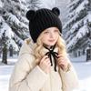 Thicken Ear Protection Hat Keep Warm Overhead Cap Fashionable Bear Ear Knitted Hat  Adult