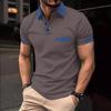 Men's Summer Color Block Pocket Sports Polo Shirt