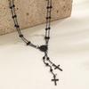 1 Gothic dark style Jesus avatar cross long pendant with double-layer chain design, versatile women's necklace