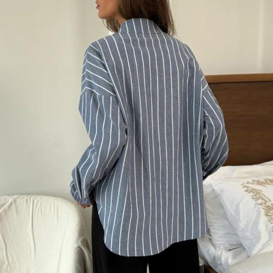 Women Shirt Lapel Long Sleeve Single Breasted Shirt Tops Mid-length Loose Fit Casual Tops Work Daily Life Wear