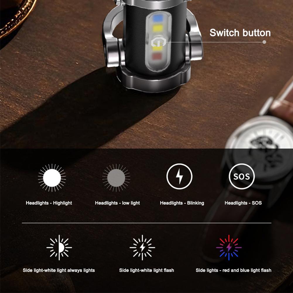 Mini Pocket Flashlight COB Work Light Rechargeable LED Keychain Hanging Portable Waterproof Light Outdoor Sports Emergency Lamp