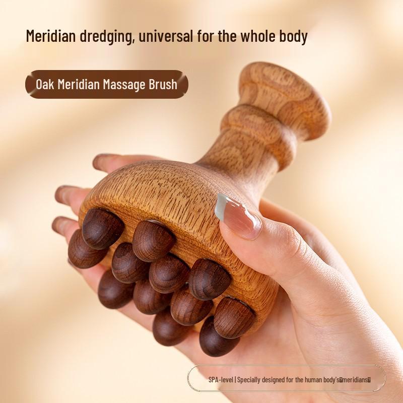 Meridian Wooden Gua Sha Massage Brush for Full Body Therapy - Abdomen, Shoulder, Neck, and Stomach Use