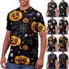 Halloween All Over Print T Shirt, Cute Pumpkin Graphic Tee for Women Men