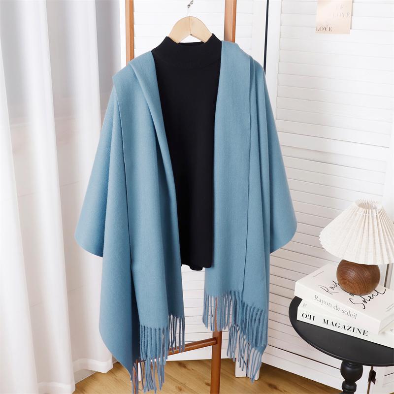 Winter Poncho Women Scarf Long Warm Cashmere Scarves Hijab Solid Lady Shawl Wrap Female Pashmina Bandana Head Scarfs NEW