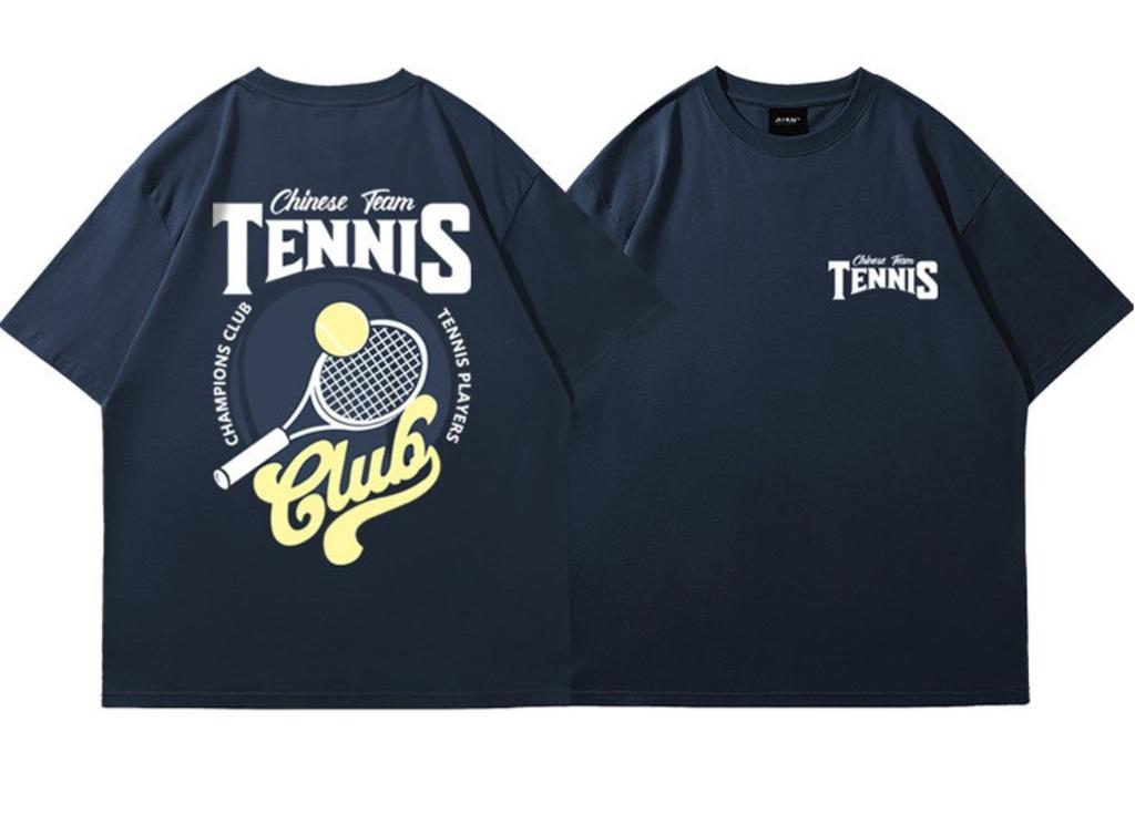 American high street retro shortsleeved Tshirt for Unisex summer urban tennis style pure cotton casual roundneck Unisexs shirt