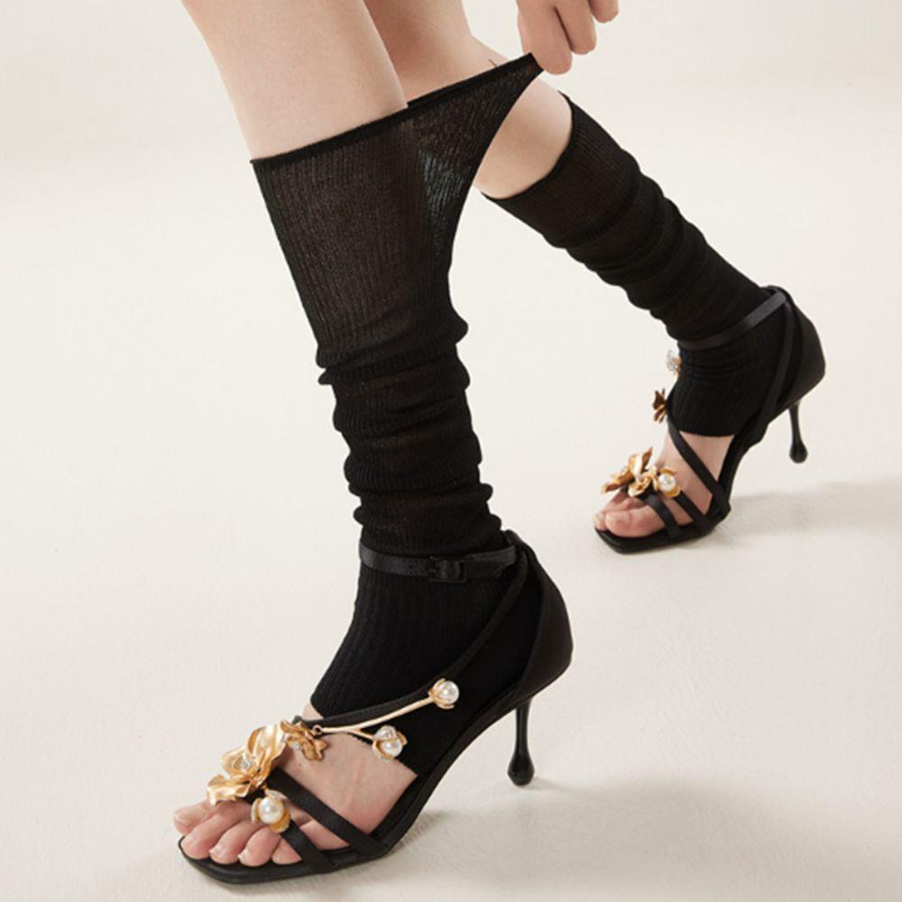 Open Toe JK Long Socks Sweet Lolita Boots Cover Fashionable Solid Color Foot Cover  Girl