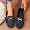 Large size casual loafers women's 2025 spring new soft-soled metal foreign trade single shoes flat-soled lazy Doudou shoes women