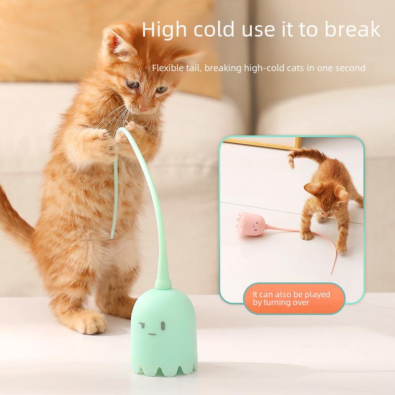 Electric Smart Silicone Tail Pet Toy for Cats with Automatic Rotating Ball