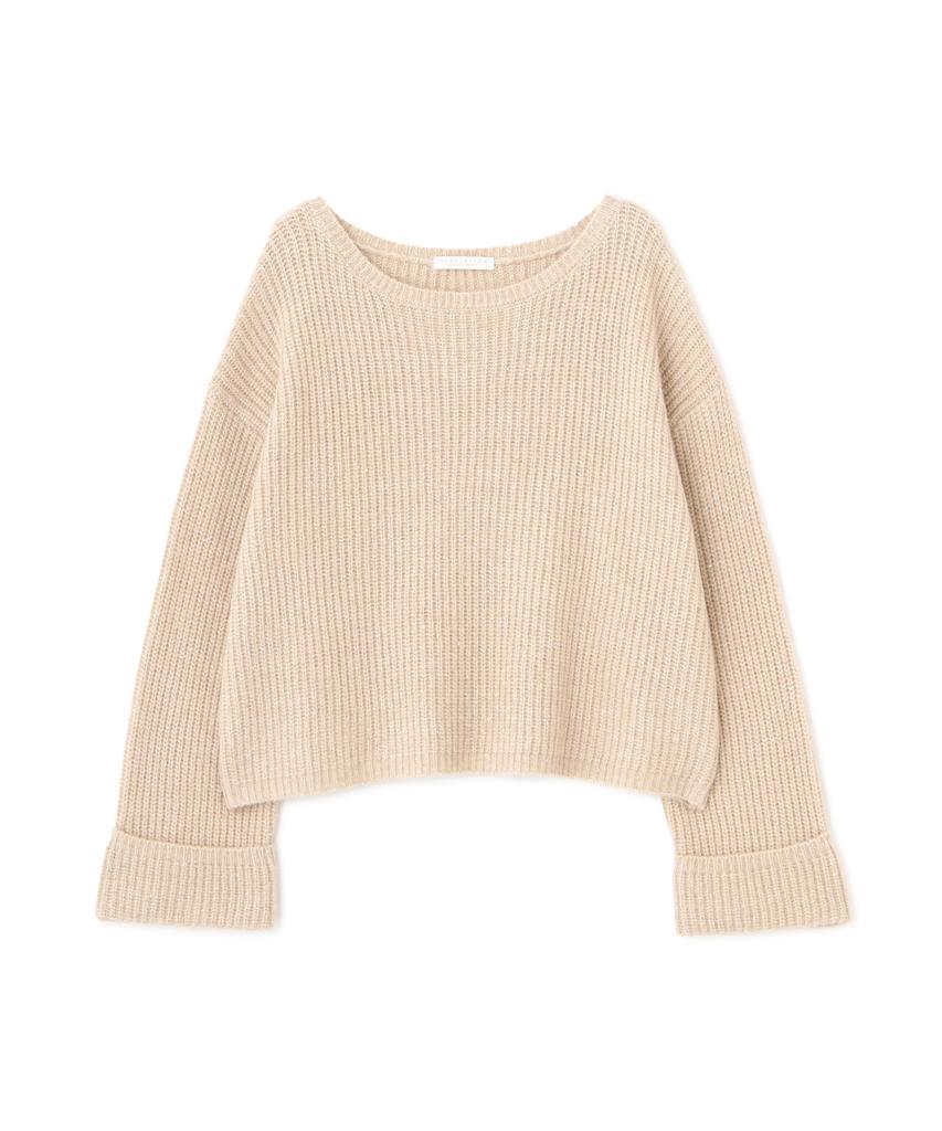 Proportion Body Dressing Sequin Ribbed Knit Beige Women's Sweater,