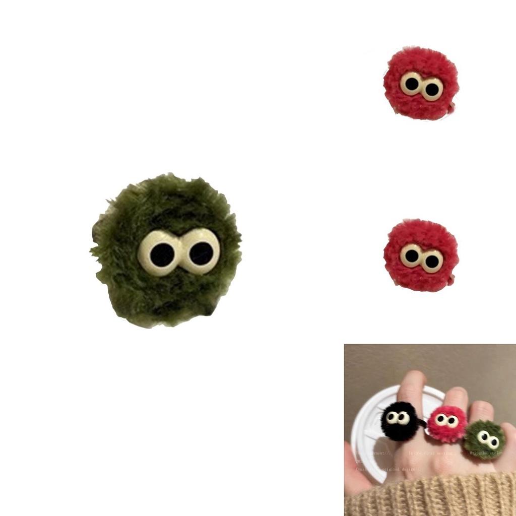 Cute Fluffy Ball Ring For Women Unique Cartoon Design Handmade Geometric Shape Fashionable And Personalized Finger Ring