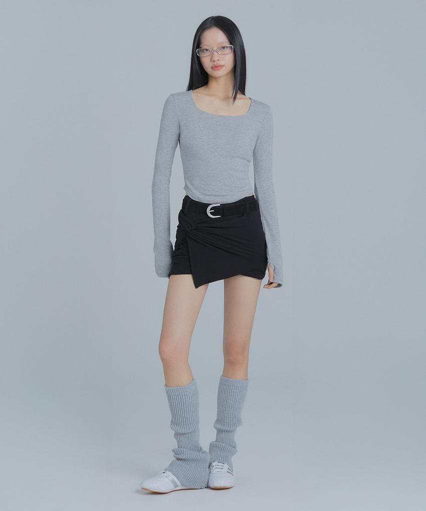 Peulaentigseobiseu Shirred Jersey Miniskirt - Black