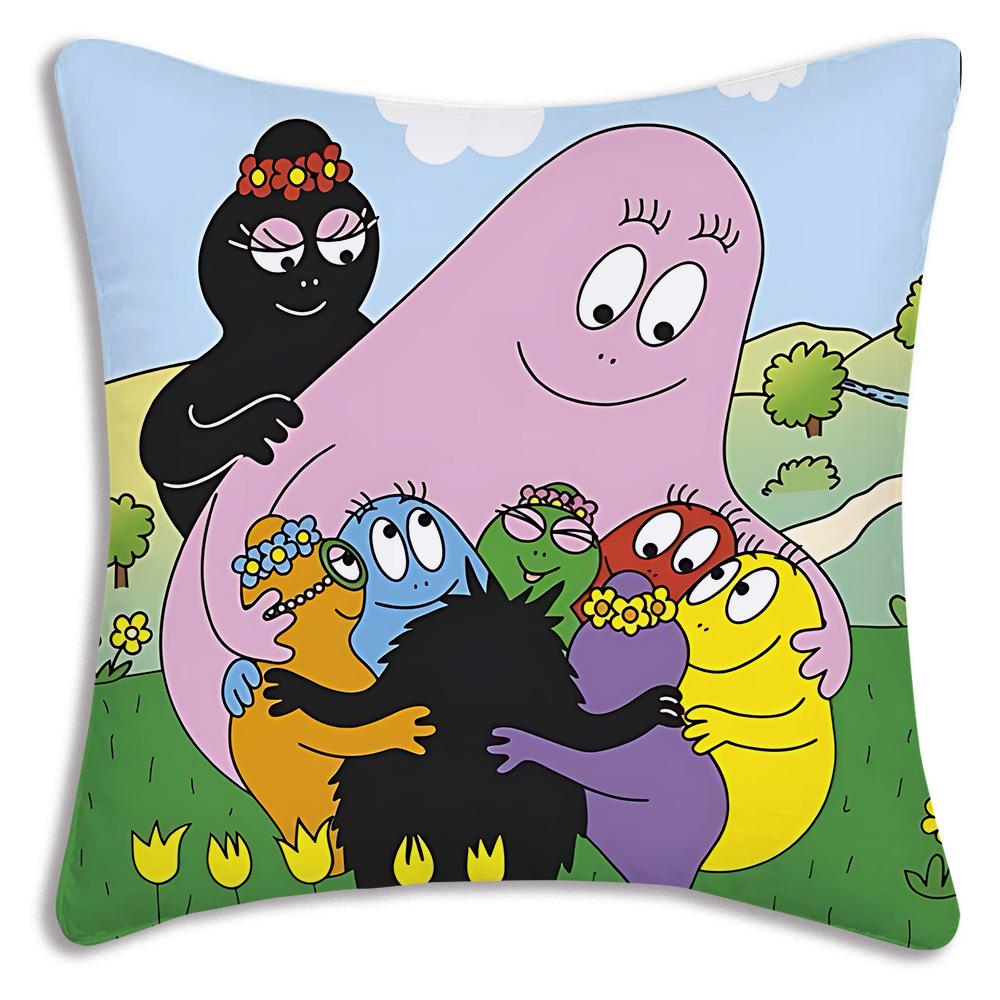 Anime B-Barbapapas Pillow Covers Cartoon Sofa Decorative Home Double-sided Printing Short Plush Cute Cushion Cover
