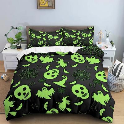 Skull Halloween Bats Comfortable Duvet Quilt Cover Pillowcase Bedding Set Children Bedroom Decoration Home Textile