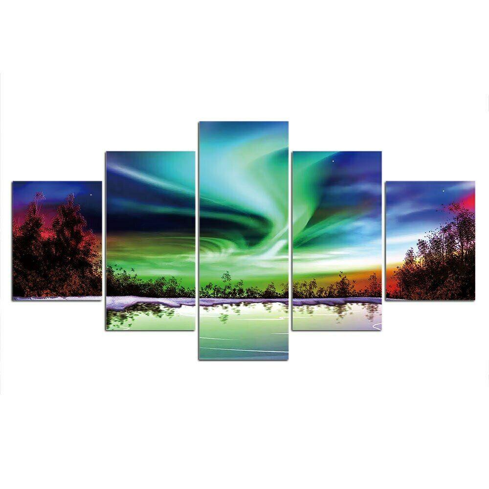 

5 шт. Северное сияние Аврора настенное искусство домашний декор Декор комнаты 5 шт. фотографии холст плакат HD печать абстрактные картины 5 панелей