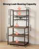Kitchen Bakers Rack, 800 Mm Width Bakers Rack, Kitchen Stand with X-Shaped Support Bar, 12 S-Shaped Hooks, Double-Layer Top Shelf, Coffee Bar Stand