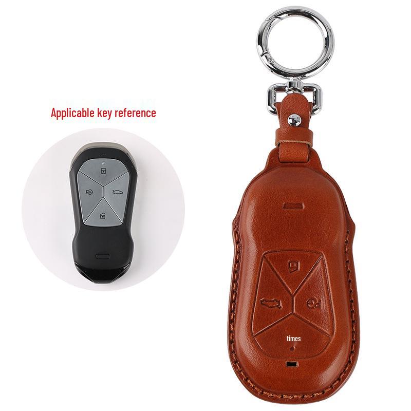 Genuine Leather Car Key Case for Xpeng P7, G3i, P5 - Handmade Cowhide High-End Retro Keychain Cover
