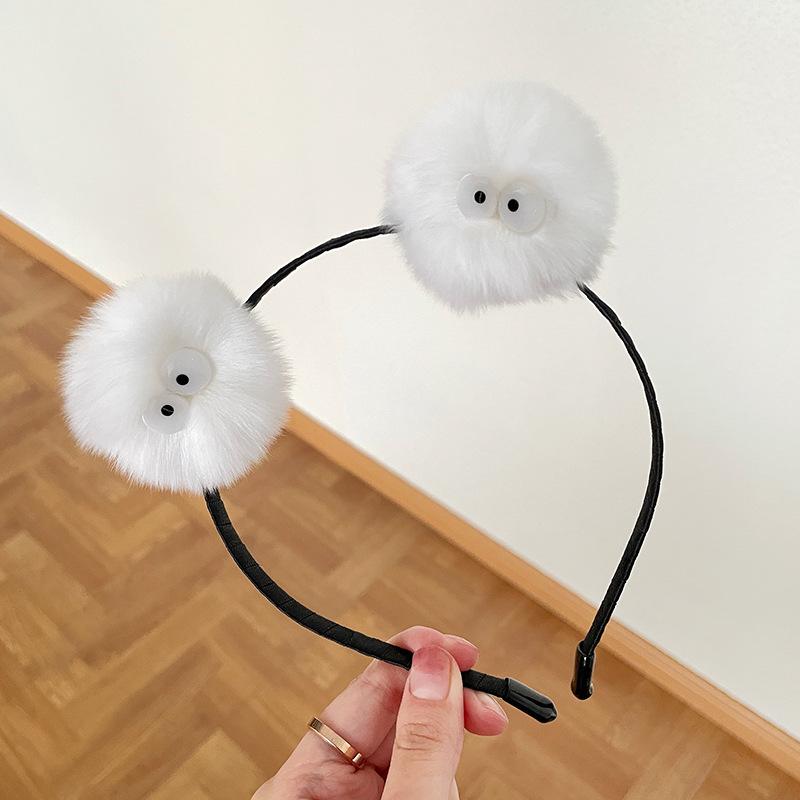 

Плюшевая повязка на голову из кроличьего меха выдры: Милый нескользящий аксессуар для волос для женской осени и зимы белый