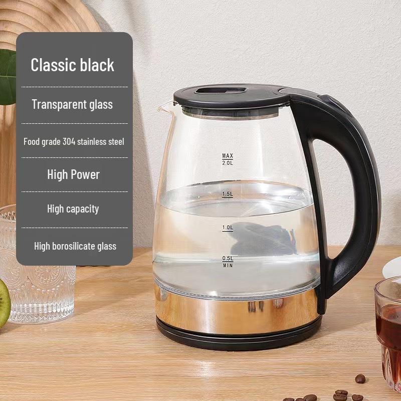 Large Capacity Glass Electric Kettle with Borosilicate, Auto Power-off & Dry-burn Protection