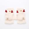 Winter Women Cute Antler Plush Motorcycle Gloves Warm Winterproof Half-finger Flip Gloves Christmas Deer Fashion Female Mittens