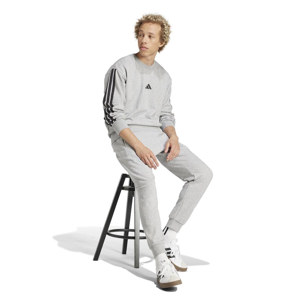 Adidas Essentials French Terry Sweatshirt KTE98 Medium Gray Size Small 3-Stripes Men's Heather/Black (JE6374)