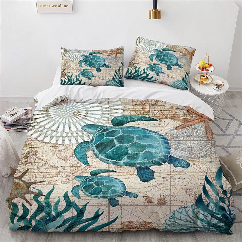 Comforter Sea Turtle Marine Life Theme Bedding Set Cute Sea Animals Ocean Octopus Comforter S For Kids Decor