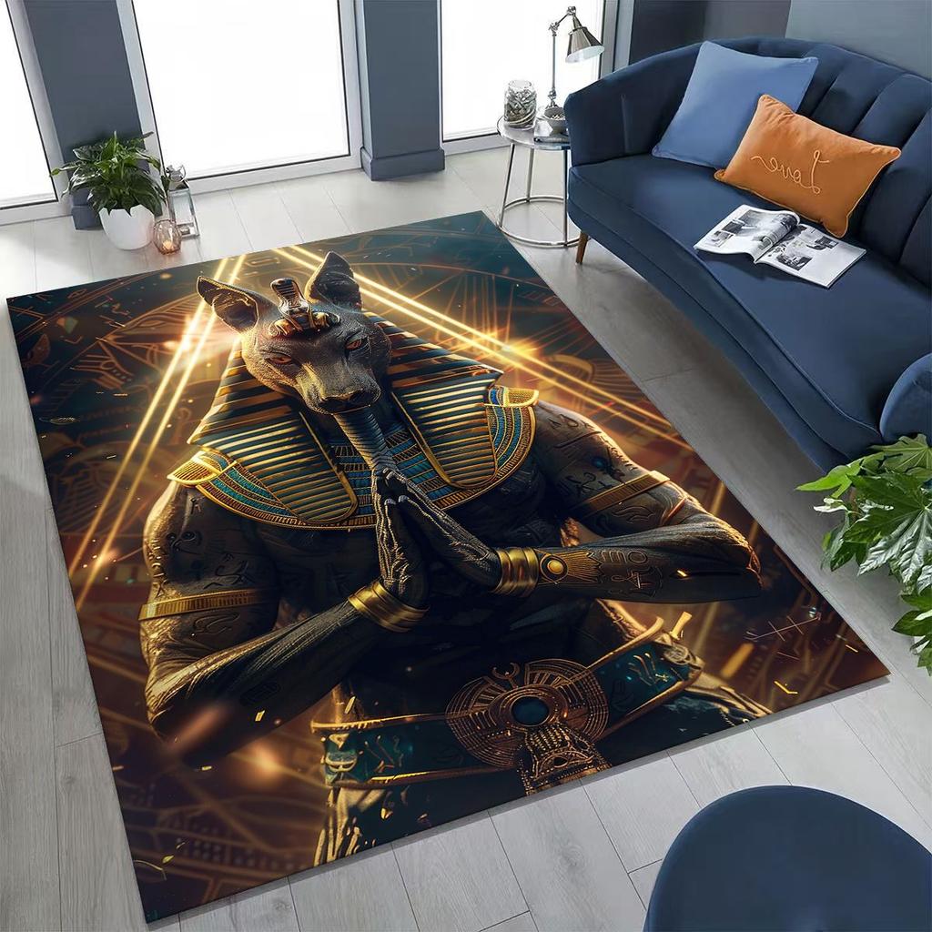 Ancient Egyptian God Dead Anubis Pharaoh Tutankhamun Mask Rug Carpet for Bedroom Living Room Sofa Doormat Decor,Non-slip Mat