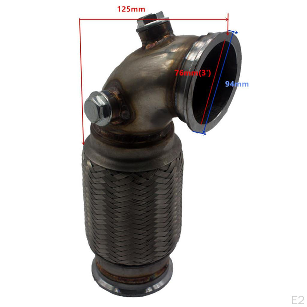 1x 90 Degree with Flexible Stainless Steel Bellows Tube for Car Truck