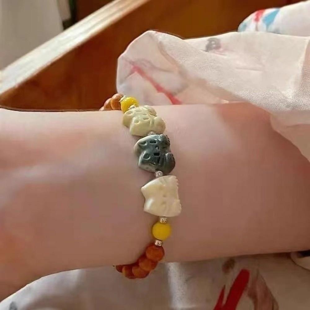 Hand Jewelry Cute Biscuit Cat Bracelet Adjustable Wristband Women Hand Bracelet Retro Cat Beads Bracelet Lovers