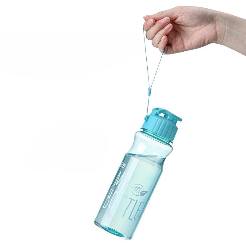 Large Capacity Portable Press Flip Cover Sports Cup With Handle And Wrist Strap For Outdoor Hiking Running BPA Free Plastic Water Bottle KTY