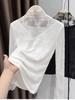 Ruffled Semi-High Neck Lace Base Layer - Fleece-Lined, Thickened, Warm Top for Autumn/Winter