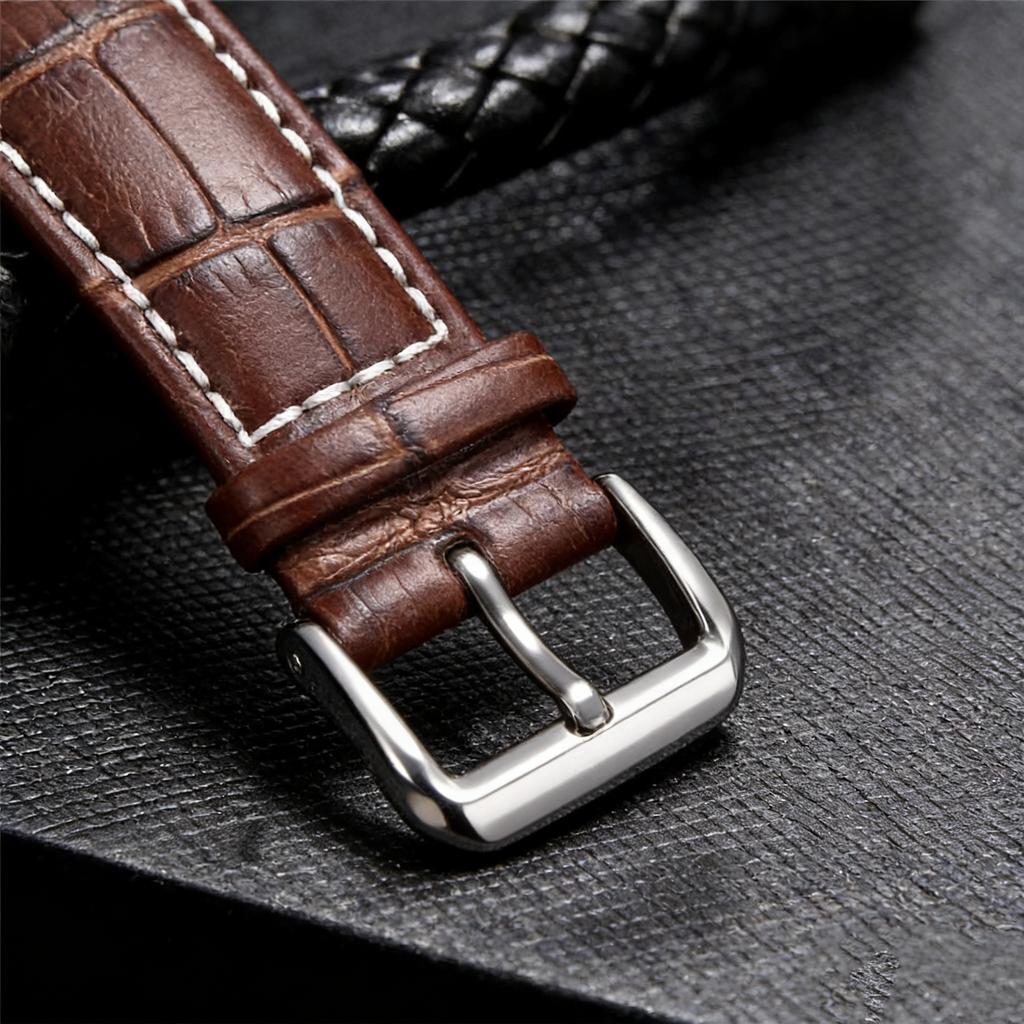 Genuine Leather Watch Strap 18mm 20mm 22mm WatchBand for Men Women Wrist Watch Band Accessories Metal Buckle Black Light Brown