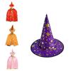 Halloween Cosplay Wizard Cape For Kids With Dazzling Star Pattern And Hat