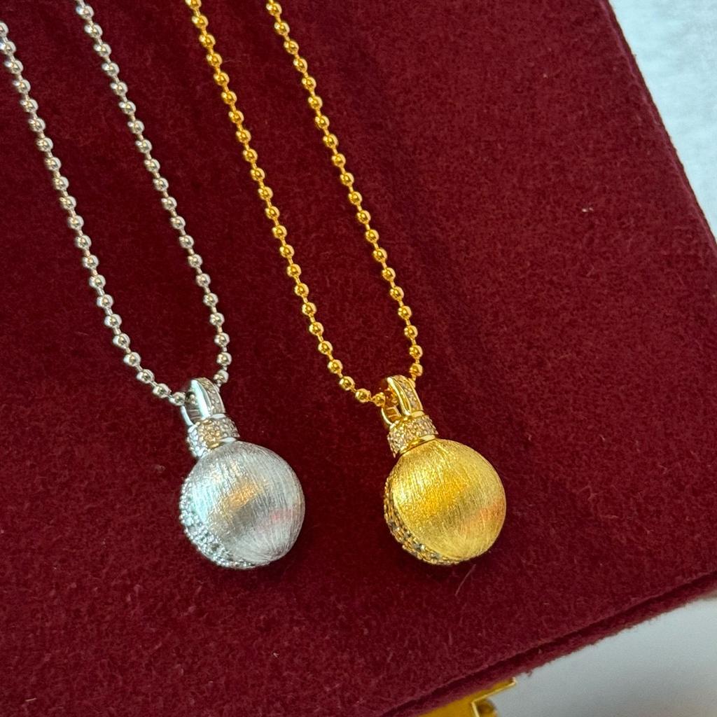 New Vintage 100% Pure 925 Sterling Silver Pendant Aaa Zircconia Frosted Round Ball Necklaces For Women Luxury Wedding Jewelry