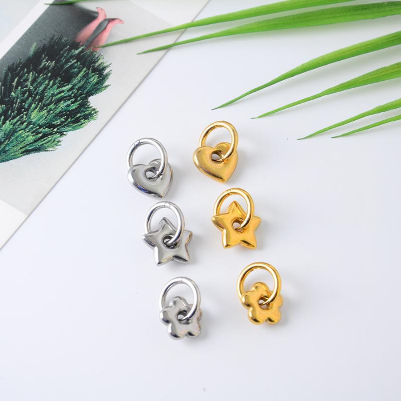 Punk Hängeohrringe Einzigartig Abnehmbar Edelstahl Dicke Stern Herz Creolen Für Damen Herren Statement Schmuck