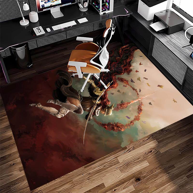Game E-ELDEN R-RING Print Area Rug-Soft,Washable Non-Slip Indoor Mat Office Chairs,Living Room,Home Office Decorative Rug