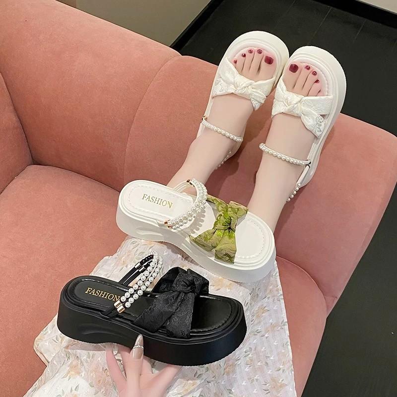 Beautiful Slippers Women's Summer Must-have Skirt Pearl New Sandals Heightening Casual Sandals