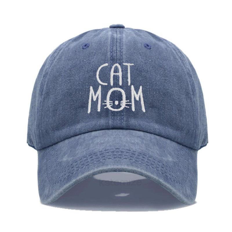 Gewaschene Baumwoll-Baseballkappe für Herren & Damen Unisex CAT MOM Stickerei Sonnenschutzhut Outdoor-Sport Großhandel & Dropshipping