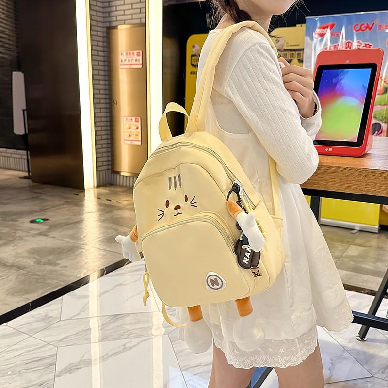 Cute Cartoon Kitten Backpack Girl's Heart Preppy Style Sweet Schoolbag Large Capacity All-matching Student Travel