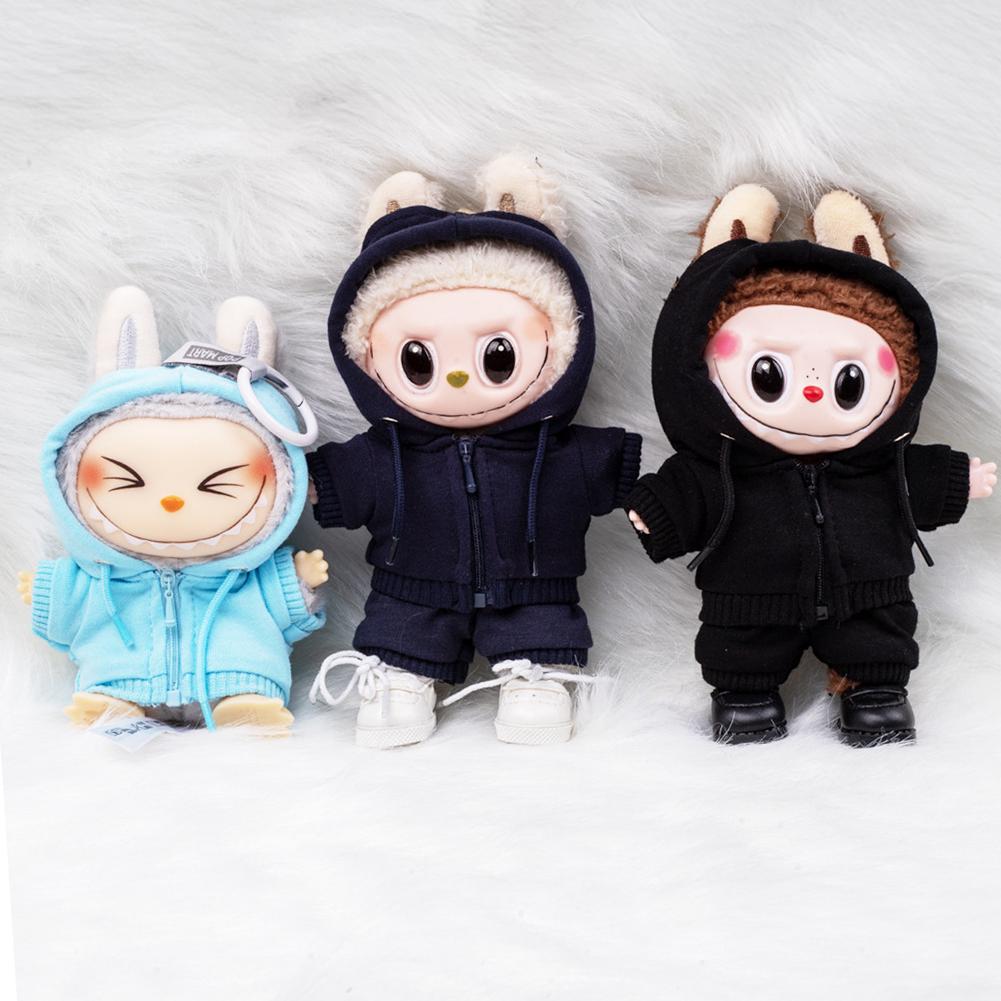 Für 17cm Labubu Puppenkleidung Modekleidung Hoodies Puppenkleidung Farblich passende Hoodies Puppenzubehör Niedliche Dekoration Kleine Kleidung