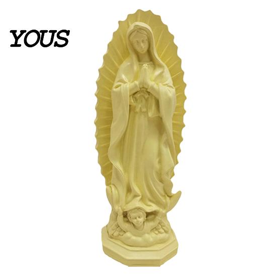 Dekoracje do Kącika Kawowego Figura Religijna Matki Bożej z Guadalupe, Figurka Dziewicy Maryi, Rzeźba z Żywicy, Egzotyczne Akcesoria do Domu Inspirująca Sztuka dla
