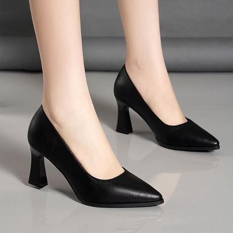 New Style Single Shoes - Women's Pointed-toe Thick-heeled High-heeled Women's Shoes