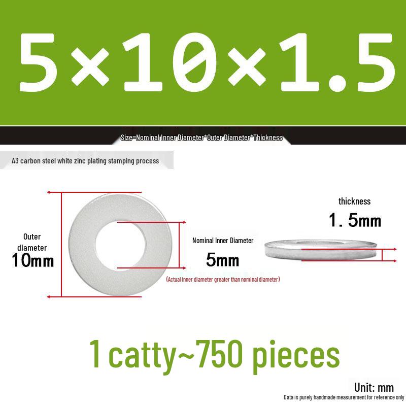 Extra Thick Galvanized Iron Flat Washer, Round, M3-M62