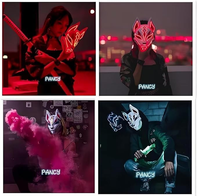 LED Fox Glowing Halloween Fox Dance Halloween Cosplay Costume Accessory for Cultural Costume School Masquerades [PANCY] Mask, Mask, Mask, Mask, Mask,